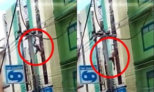 คลิป ช่างทาสีพลาดไฟดูด คลิป ช่างทาสีพลาดไฟดูด